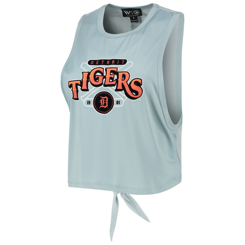 Detroit Tigers The Wild Collective Women's Open Back Twist-Tie Tank Top - Light Blue Tanks