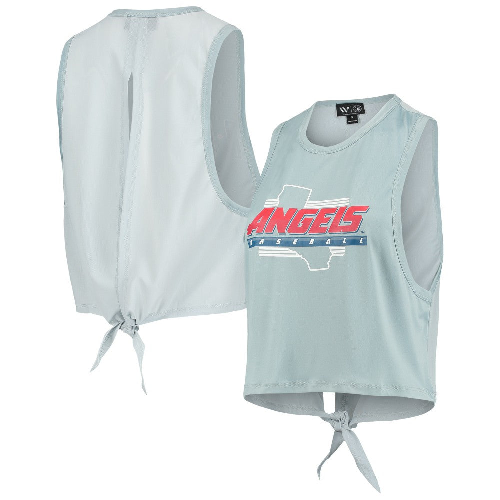 Los Angeles Angels The Wild Collective Women's Open Back Twist-Tie Tank Top - Light Blue Tanks