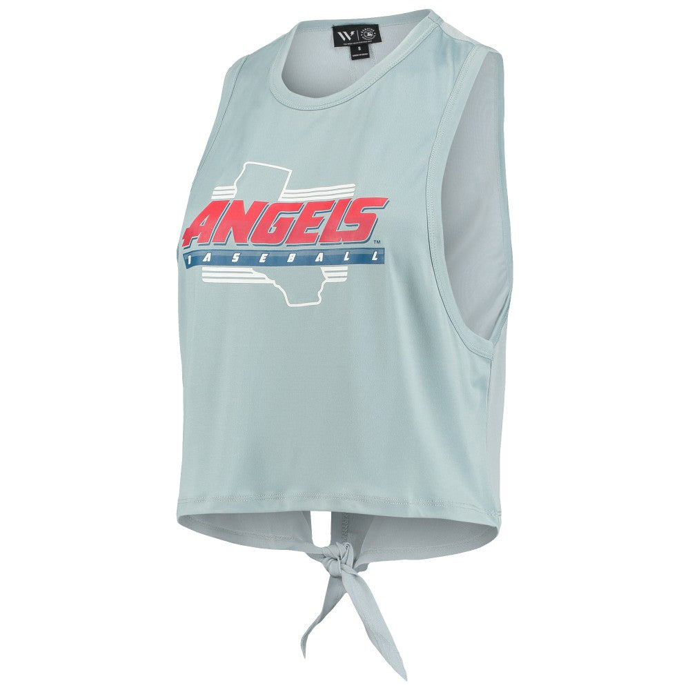 Los Angeles Angels The Wild Collective Women's Open Back Twist-Tie Tank Top - Light Blue Tanks