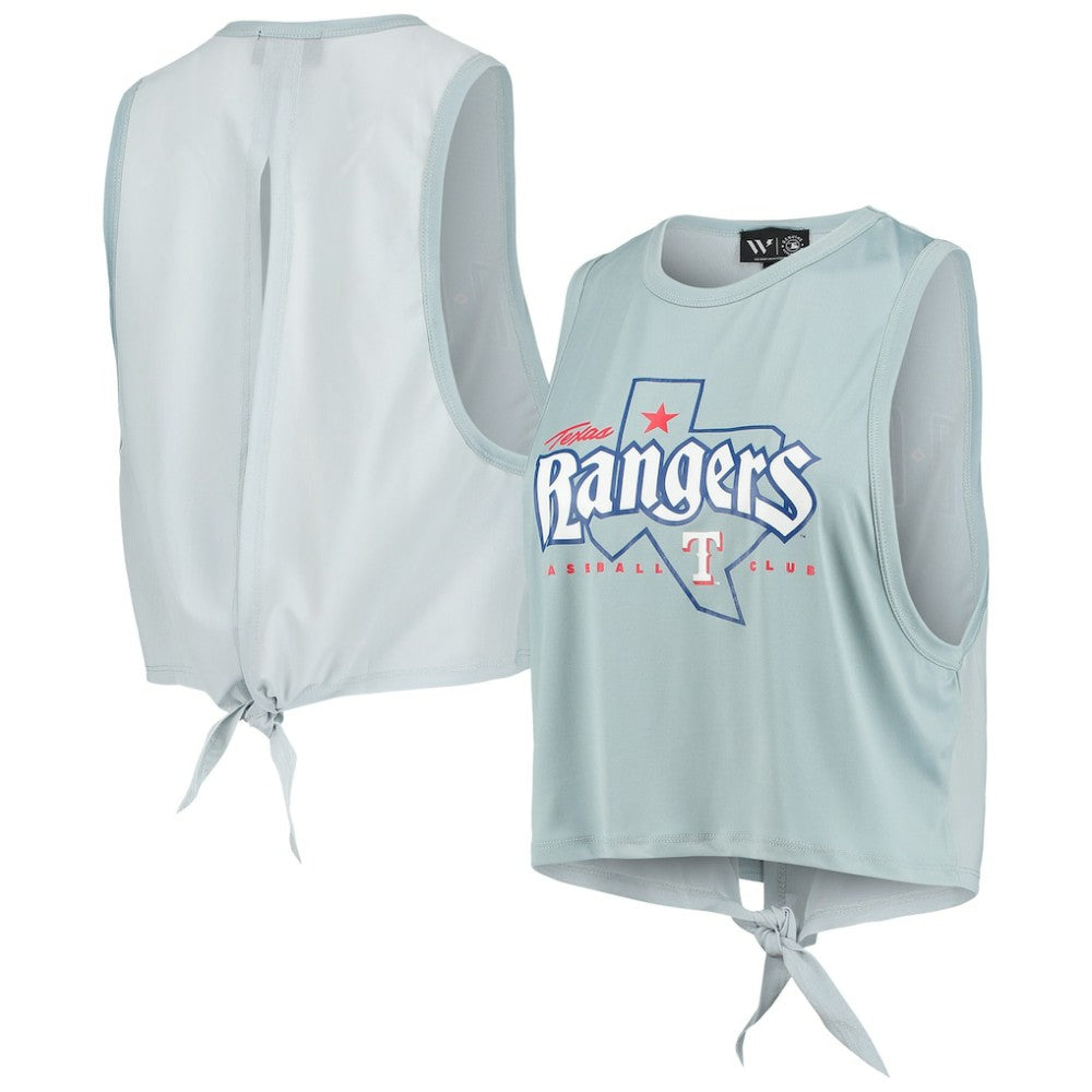 Texas Rangers The Wild Collective Women's Open Back Twist-Tie Tank Top - Light Blue Tanks