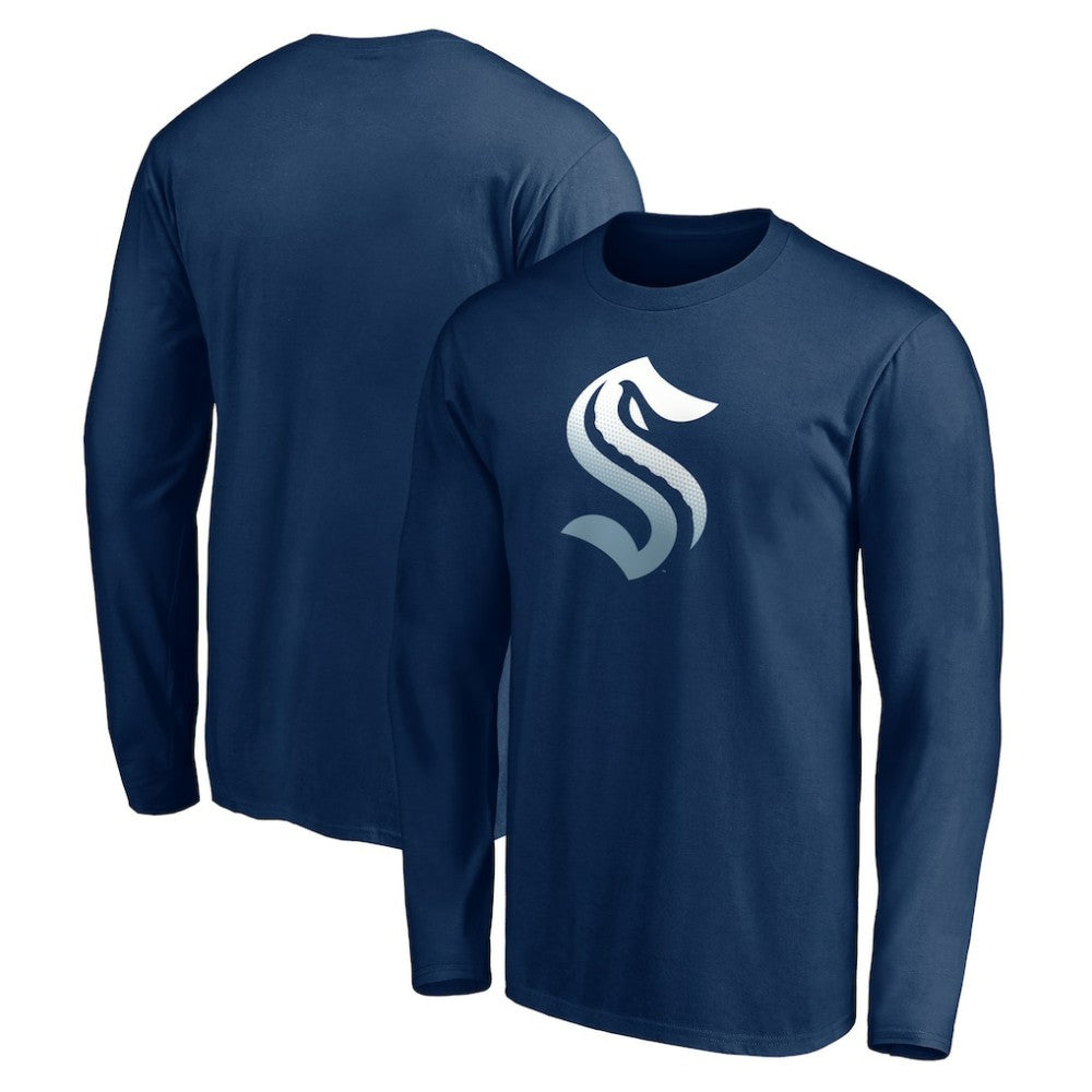 Seattle Kraken Gradient Logo Long Sleeve T-Shirt - Deep Sea Blue | US 4619601