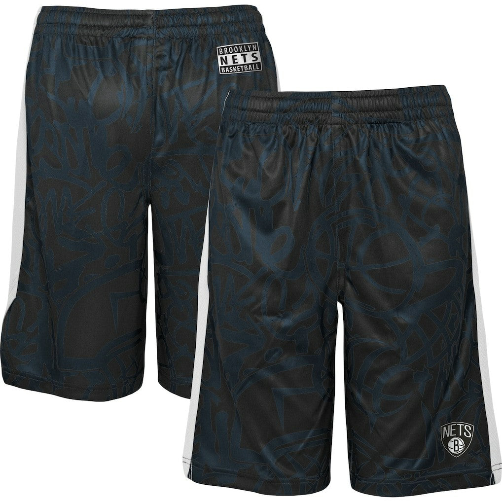 Brooklyn Nets Youth Scribble Dribble Baller Shorts Black outlet