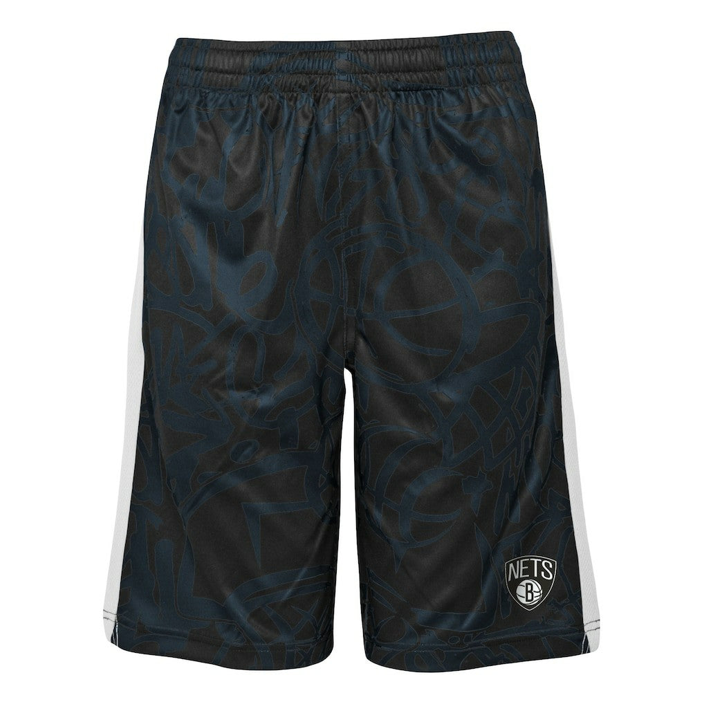 Brooklyn Nets Youth Scribble Dribble Baller Shorts Black outlet