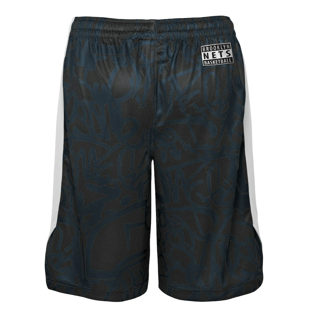 Brooklyn Nets Youth Scribble Dribble Baller Shorts Black outlet