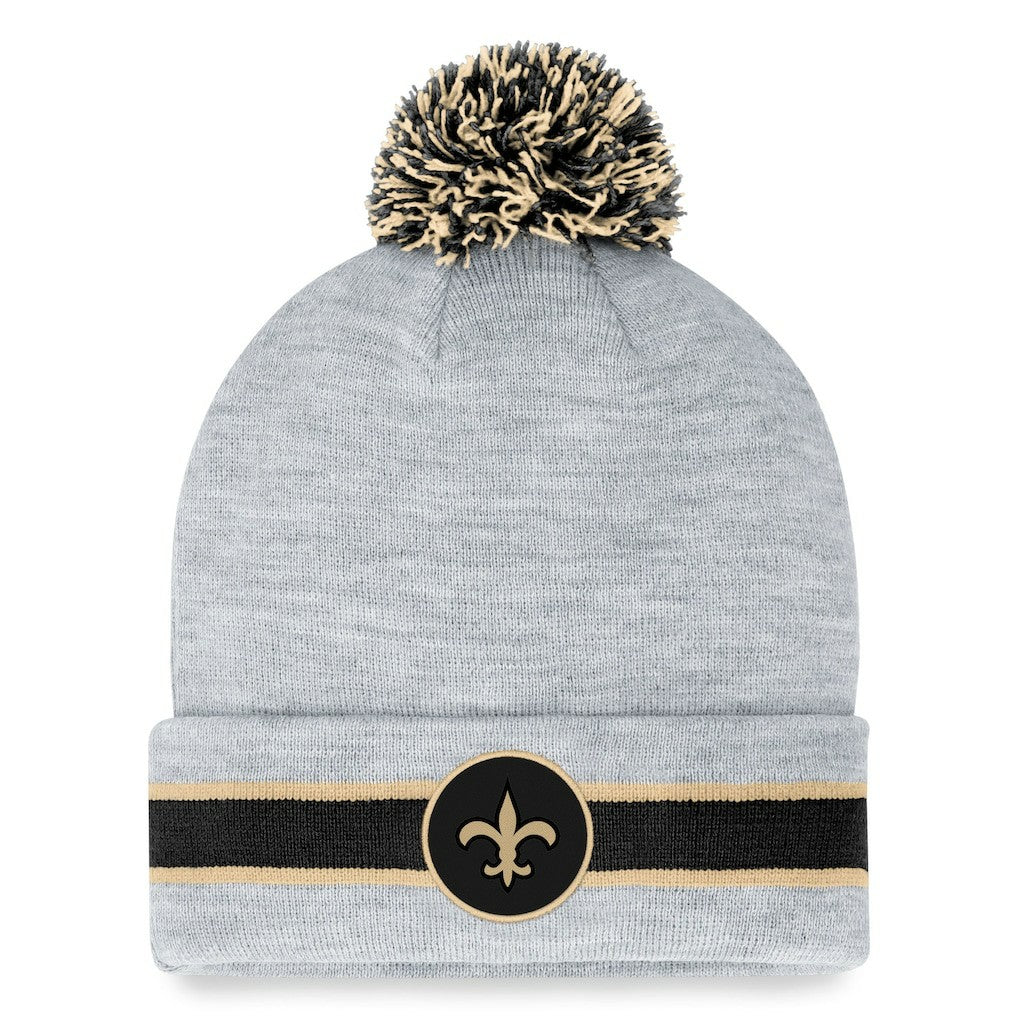 New Orleans Saints Cuffed Knit Hat with Pom - Heather Gray Hats