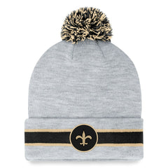 New Orleans Saints Cuffed Knit Hat with Pom - Heather Gray Hats