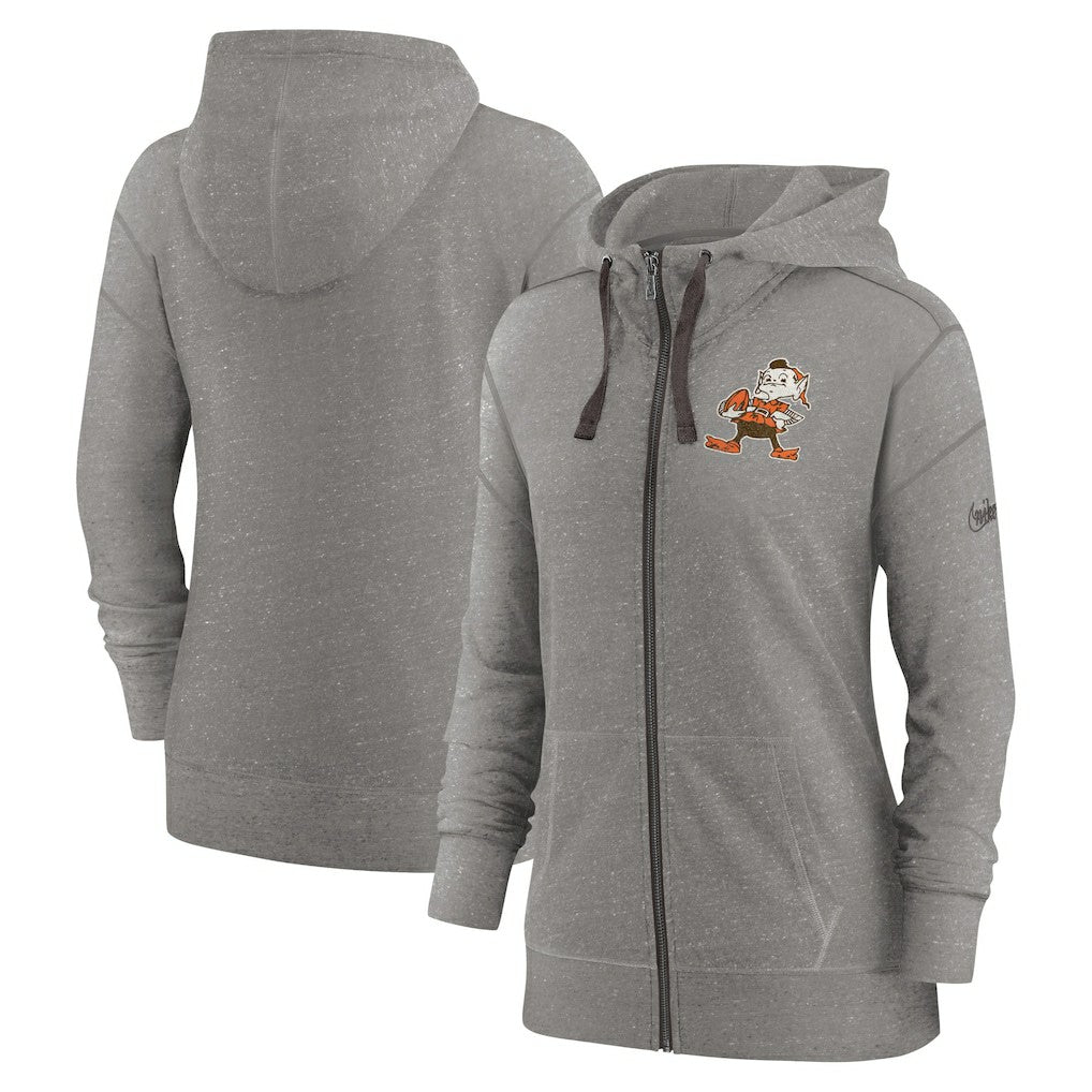 Cleveland Browns Women's Gym Vintage Full-Zip Hoodie - Heather Charcoal Hoodies