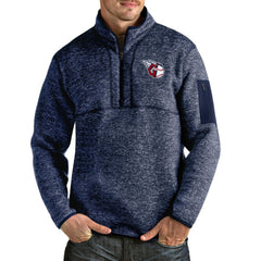 Cleveland Guardians Antigua Fortune Quarter-Zip Pullover Jacket - Heathered Navy Jackets