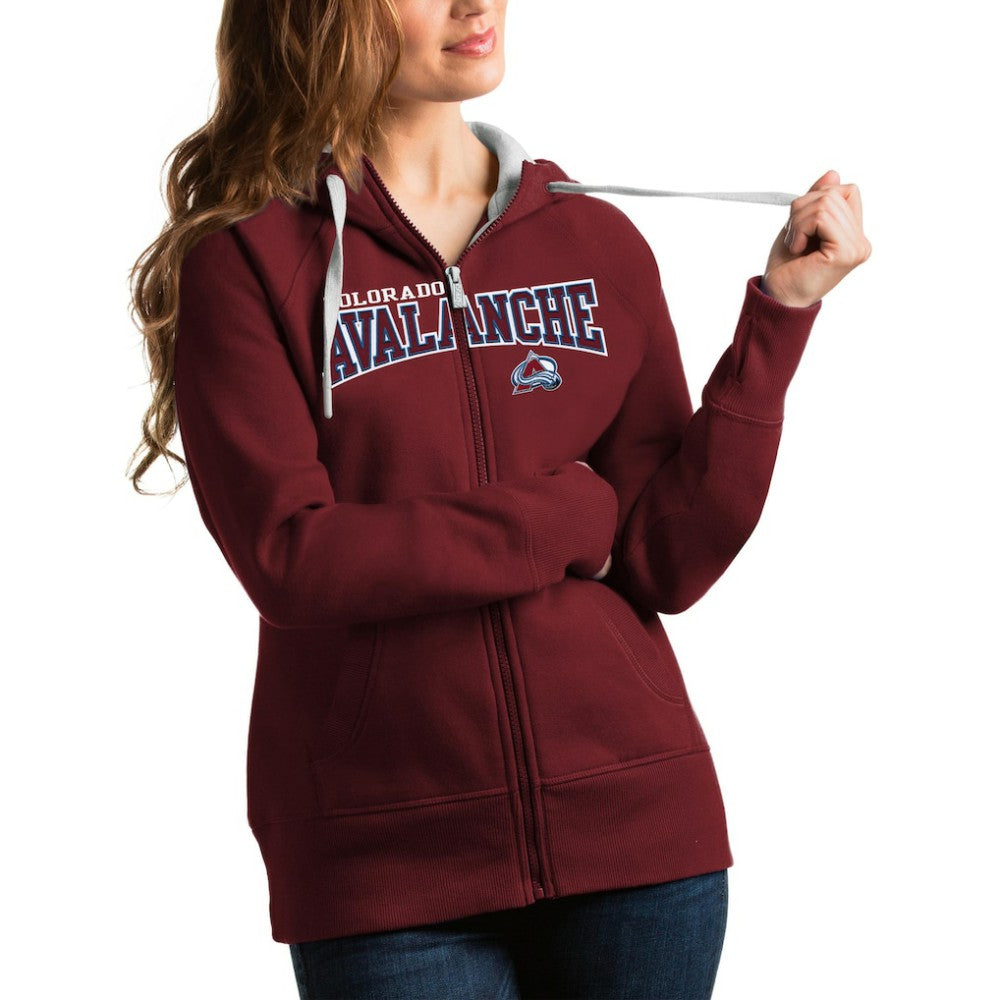 Colorado Avalanche Antigua Women's Wordmark Victory Full-Zip Hoodie - Burgundy | US 4627242