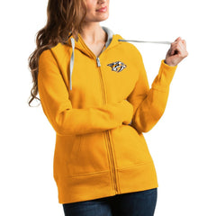 Nashville Predators Antigua Women's Victory Full-Zip Hoodie - Gold | US 4627473