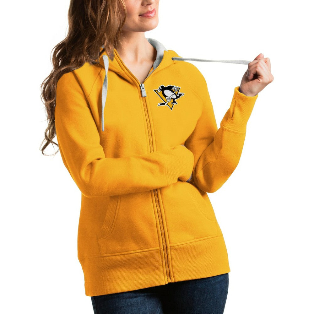 Pittsburgh Penguins Antigua Women's Victory Full-Zip Hoodie - Gold | US 4627507