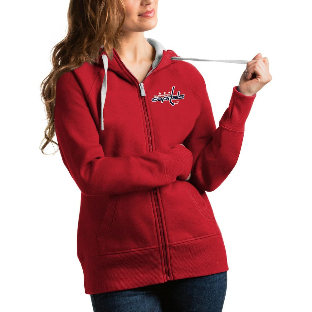 Washington Capitals Antigua Women's Team Victory Full-Zip Hoodie - Red | US 4627551