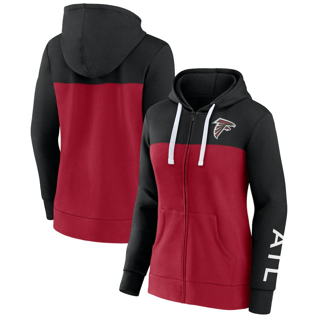 Atlanta Falcons Women's Take The Field Color Block Full-Zip Hoodie - Black/Red Hoodies