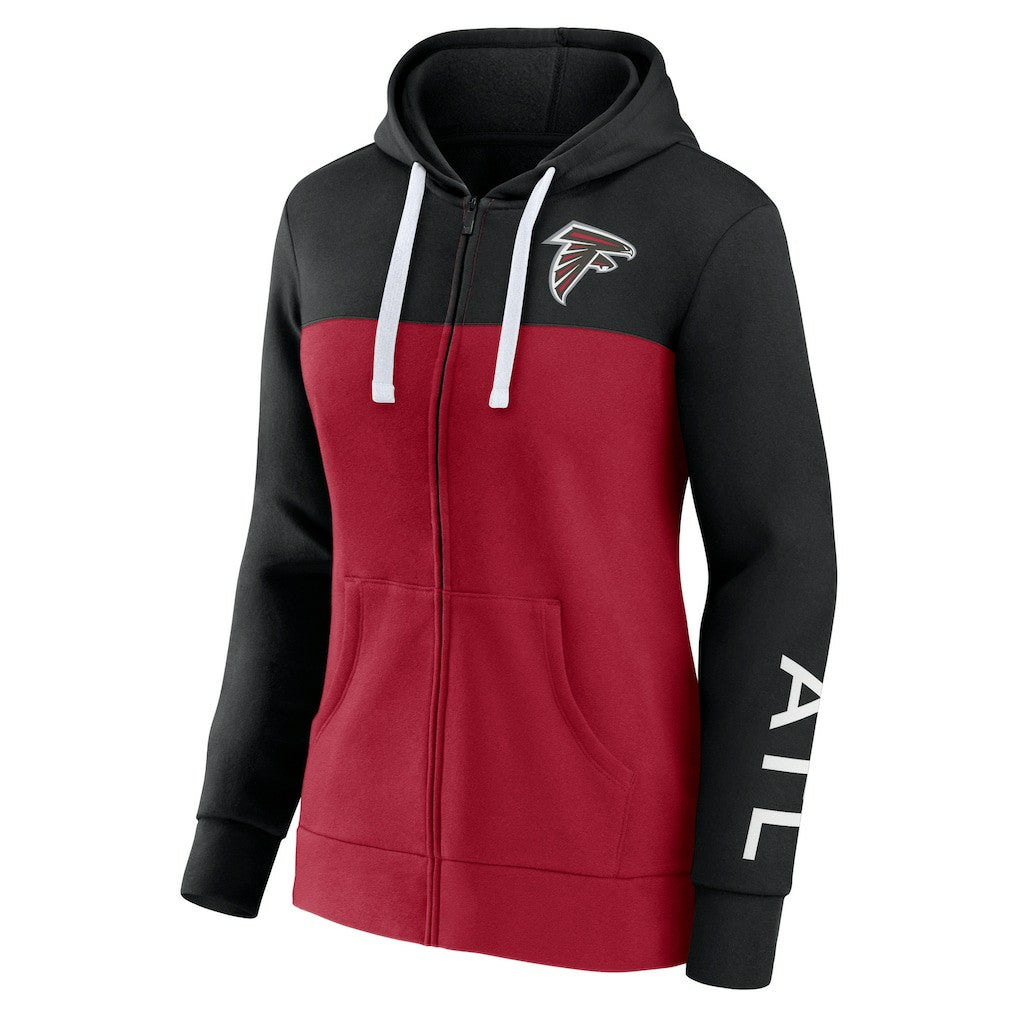 Atlanta Falcons Women's Take The Field Color Block Full-Zip Hoodie - Black/Red Hoodies