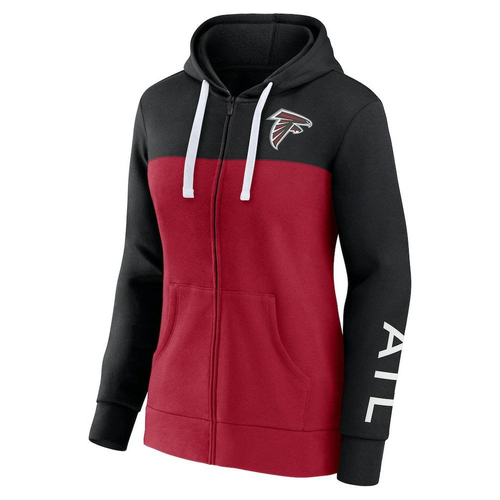 Atlanta Falcons Women's Take The Field Color Block Full-Zip Hoodie - Black/Red Hoodies