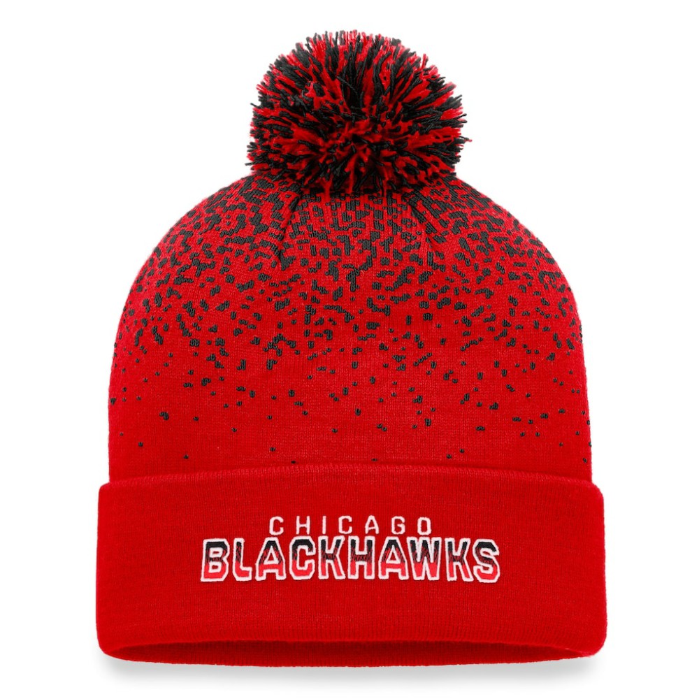 Chicago Blackhawks Fanatics Iconic Gradient Cuffed Knit Hat with Pom - Red | US 4630223