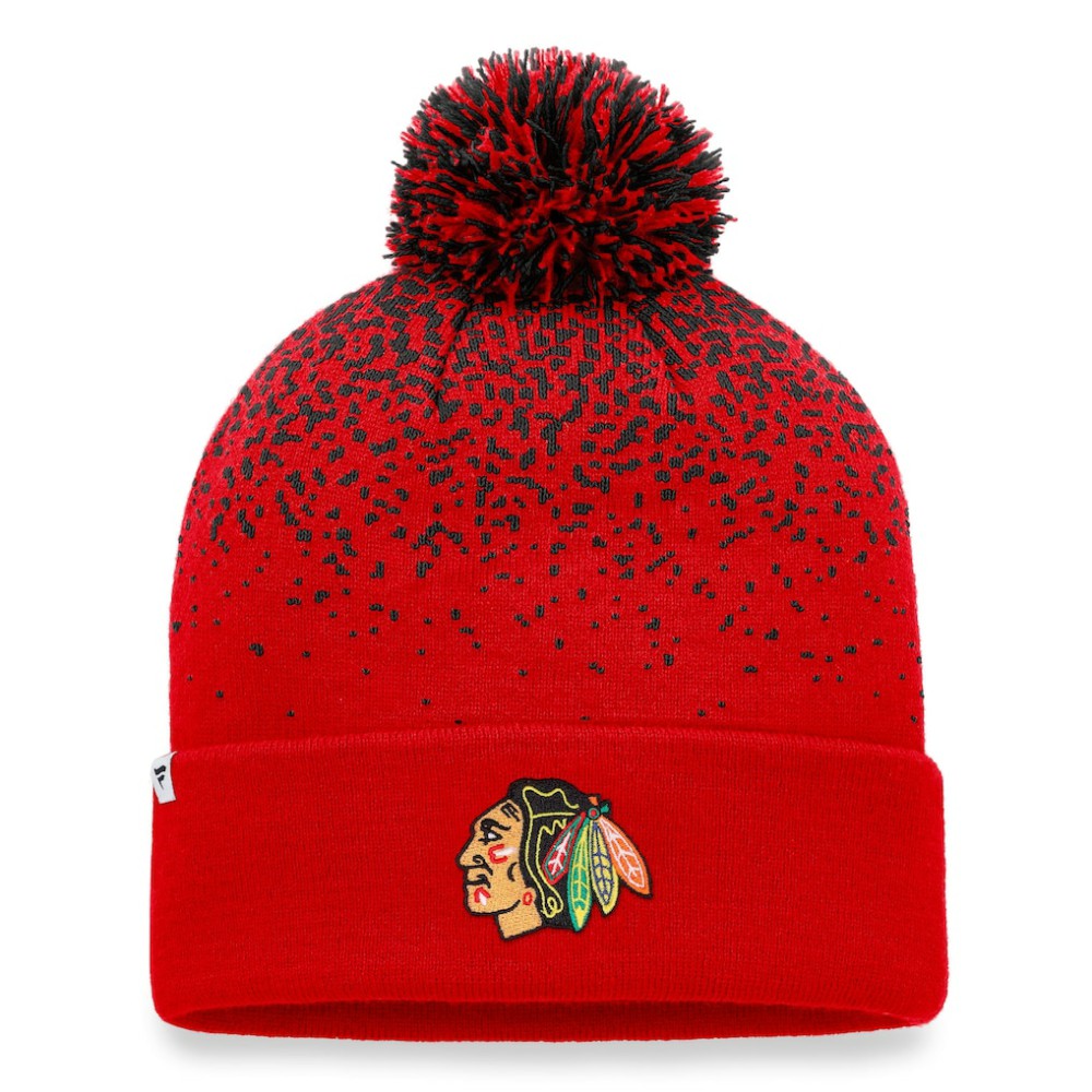 Chicago Blackhawks Fanatics Iconic Gradient Cuffed Knit Hat with Pom - Red | US 4630223