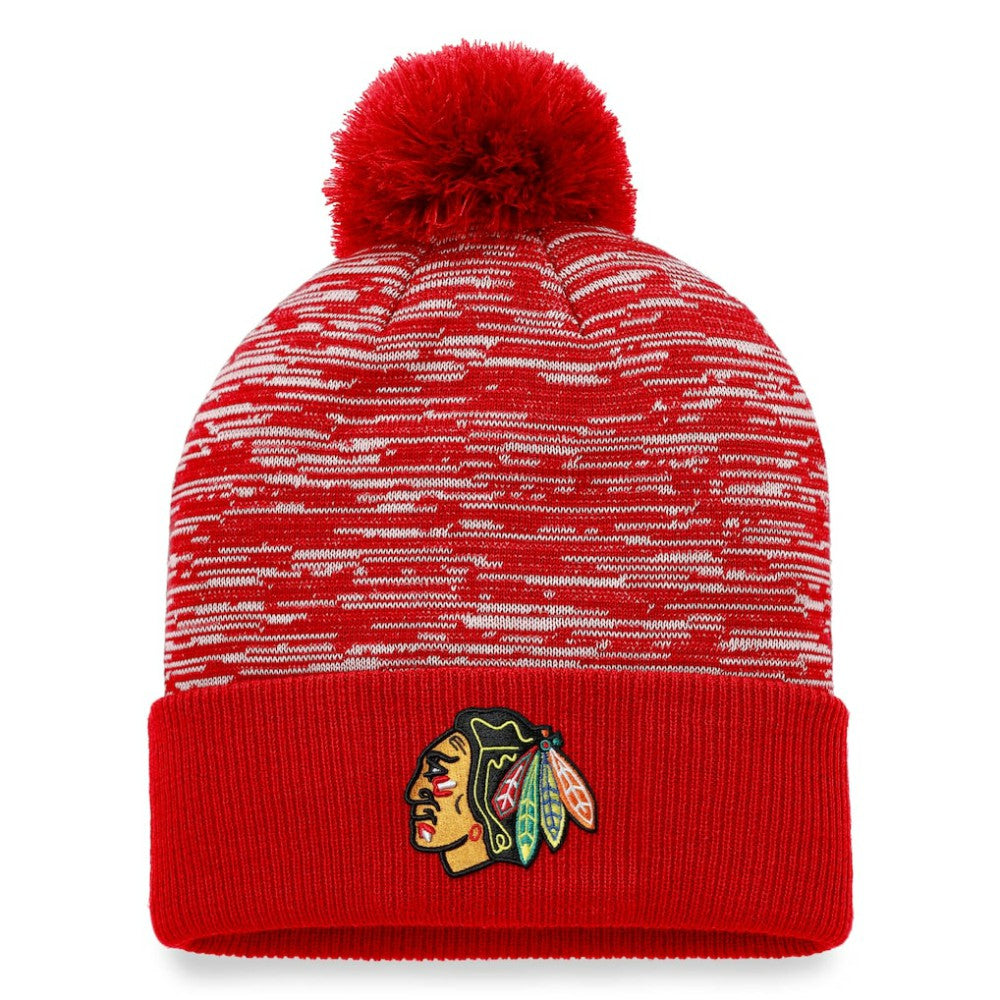 Chicago Blackhawks Fanatics Defender Cuffed Knit Hat with Pom - Red | US 4630298