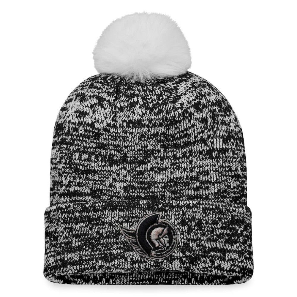 Ottawa Senators Fanatics Women's Glimmer Cuffed Knit Hat with Pom - Black | US 4630457