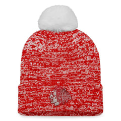 Chicago Blackhawks Fanatics Women's Glimmer Cuffed Knit Hat with Pom - Red | US 4630463