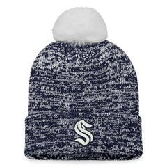 Seattle Kraken Fanatics Women's Glimmer Cuffed Knit Hat with Pom - Deep Sea Blue | US 4630481