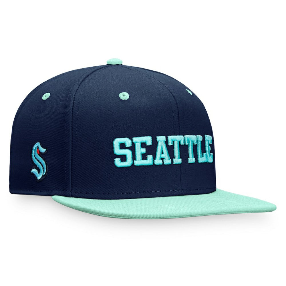 Seattle Kraken Fanatics Heritage City Two-Tone Snapback Hat - Deep Sea Blue/Light Blue | US 4631511
