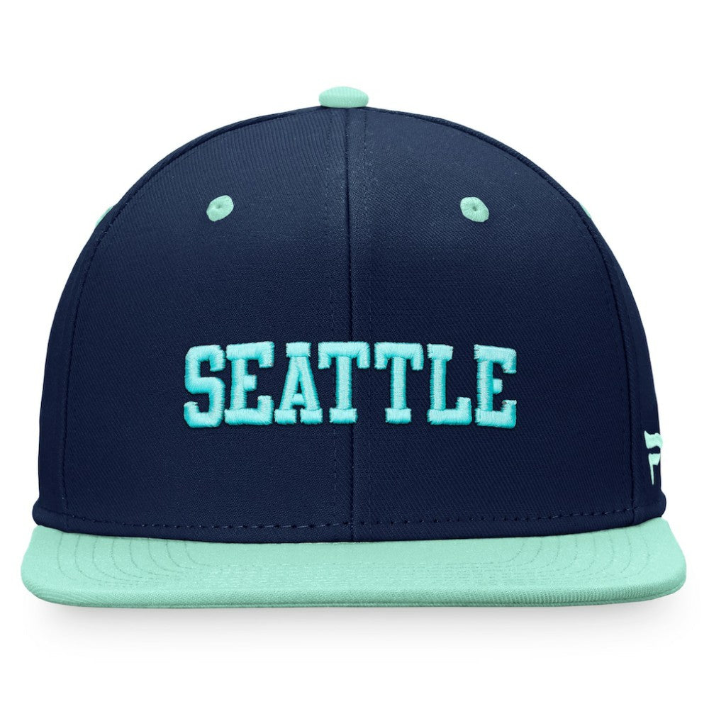 Seattle Kraken Fanatics Heritage City Two-Tone Snapback Hat - Deep Sea Blue/Light Blue | US 4631511