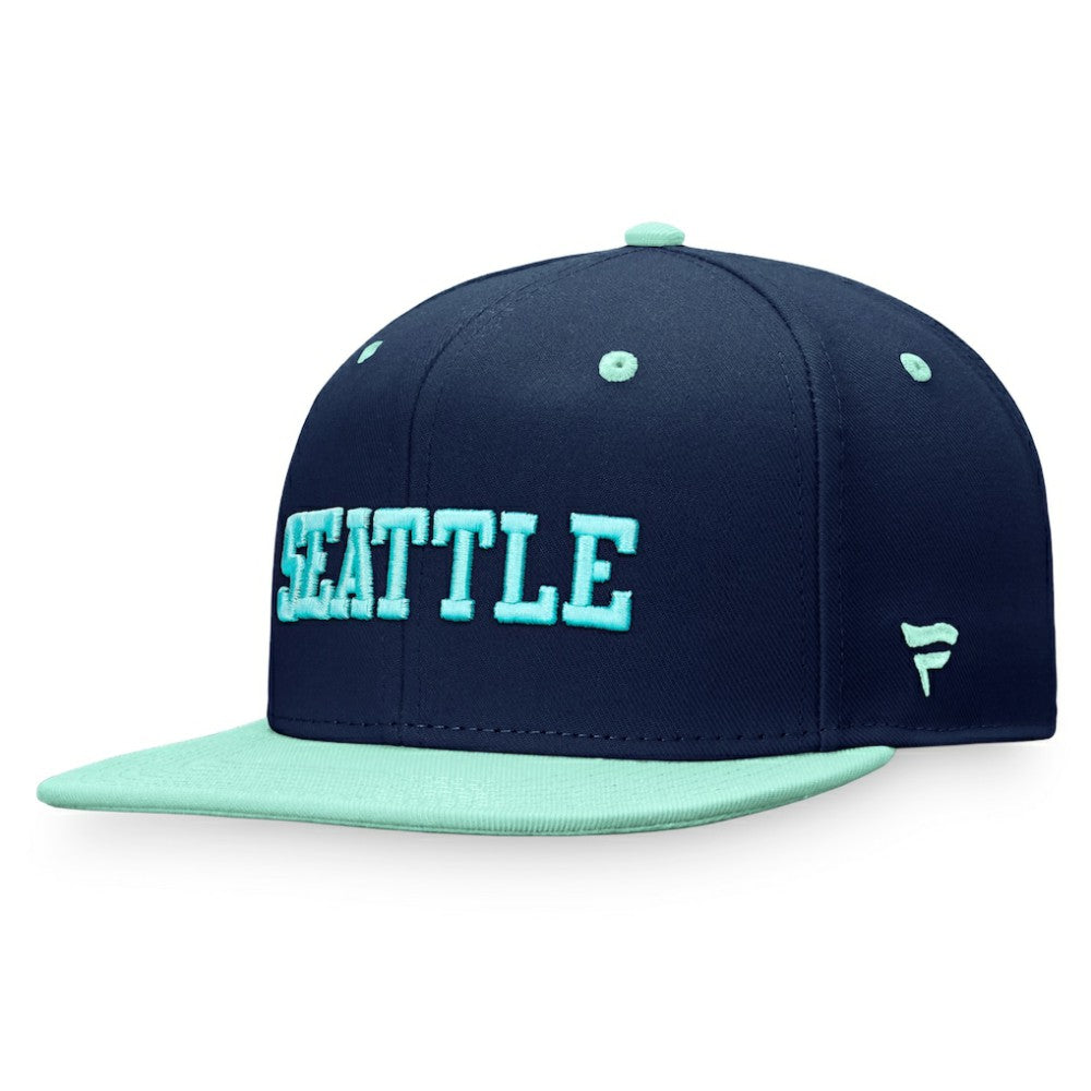 Seattle Kraken Fanatics Heritage City Two-Tone Snapback Hat - Deep Sea Blue/Light Blue | US 4631511