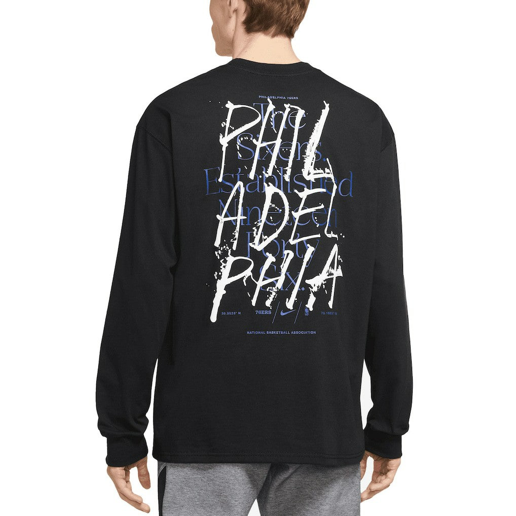 Philadelphia 76ers Courtside Established City Max90 Long Sleeve T-Shirt Black - Nike