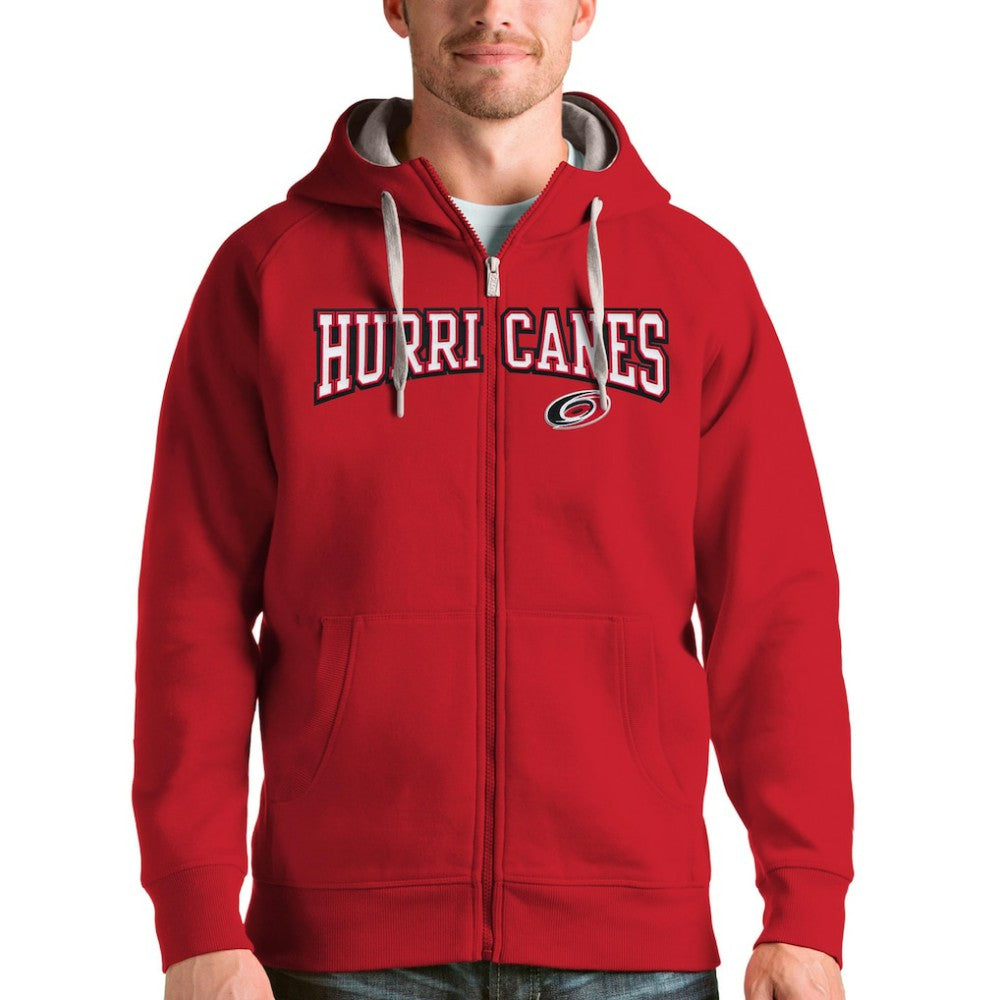 Carolina Hurricanes Antigua Wordmark Victory Full-Zip Hoodie - Red | US 4636856