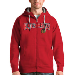 Chicago Blackhawks Antigua Wordmark Victory Full-Zip Hoodie - Red | US 4636861