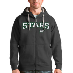 Dallas Stars Antigua Wordmark Victory Full-Zip Hoodie - Charcoal | US 4636876