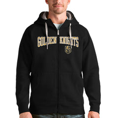 Vegas Golden Knights Antigua Wordmark Victory Full-Zip Hoodie - Black | US 4636988