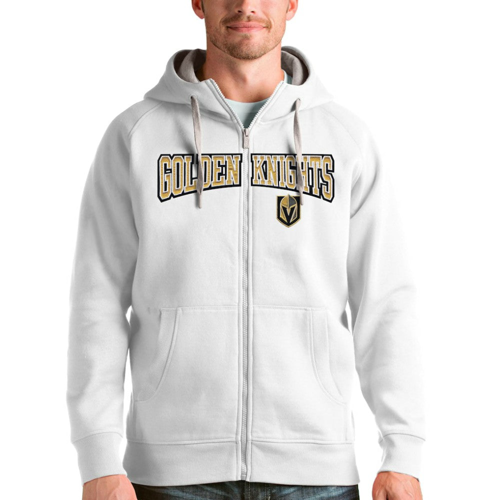 Vegas Golden Knights Antigua Wordmark Victory Full-Zip Hoodie - White | US 4636991