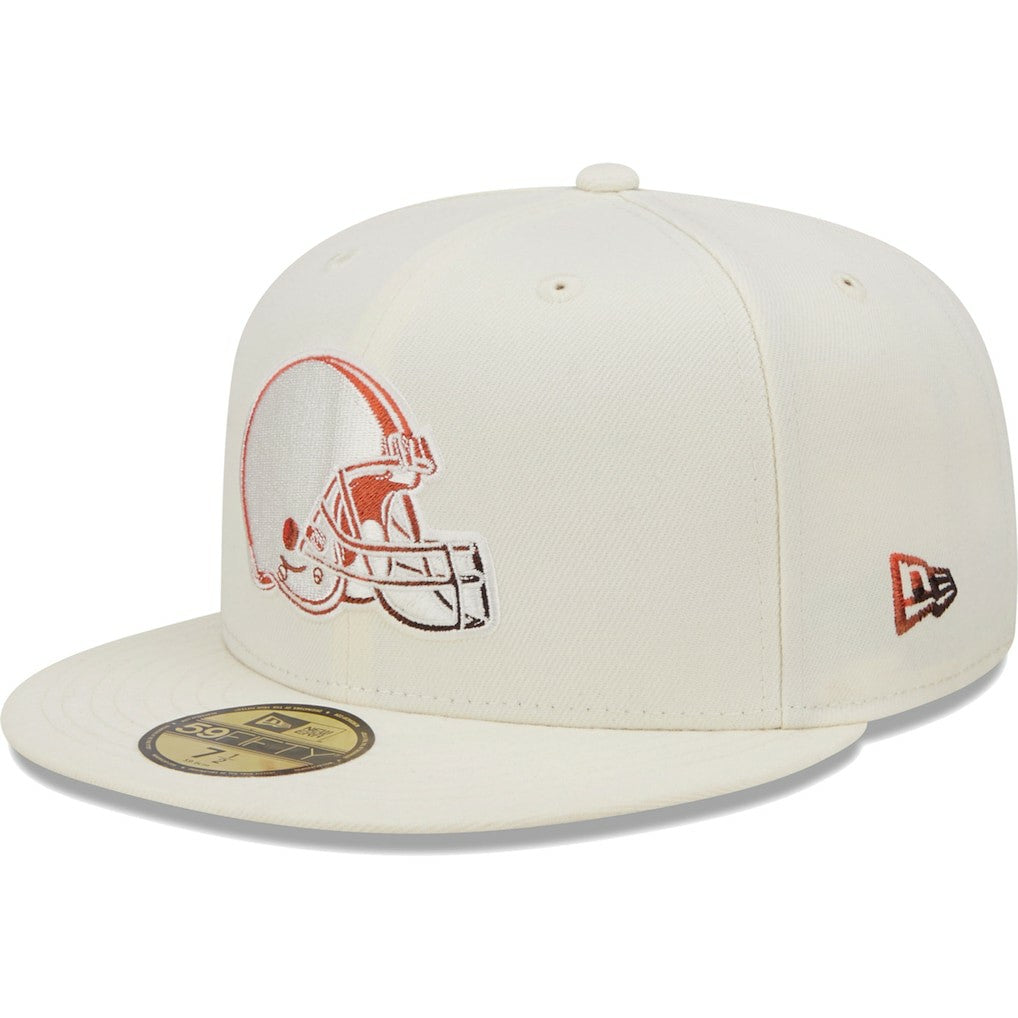 Cleveland Browns New Era Chrome Color Dim 59FIFTY Fitted Hat - Cream Hats
