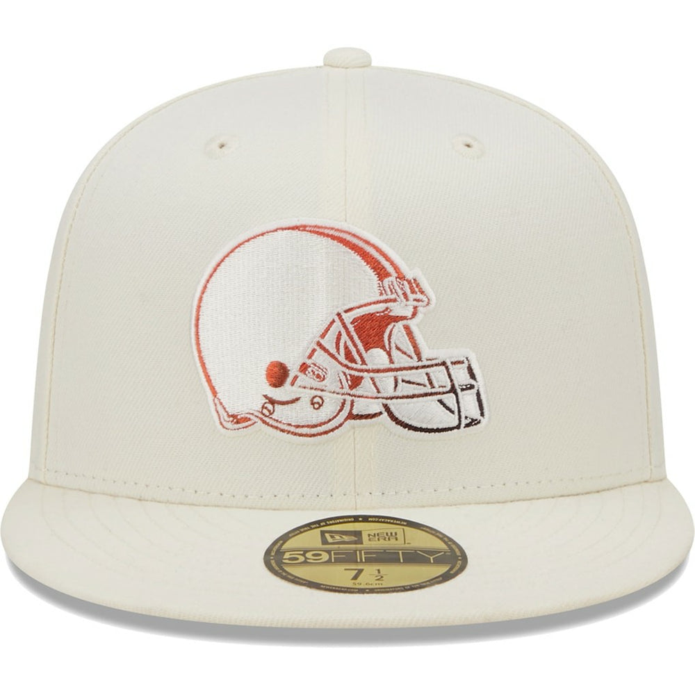 Cleveland Browns New Era Chrome Color Dim 59FIFTY Fitted Hat - Cream Hats
