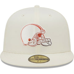 Cleveland Browns New Era Chrome Color Dim 59FIFTY Fitted Hat - Cream Hats