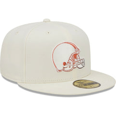 Cleveland Browns New Era Chrome Color Dim 59FIFTY Fitted Hat - Cream Hats