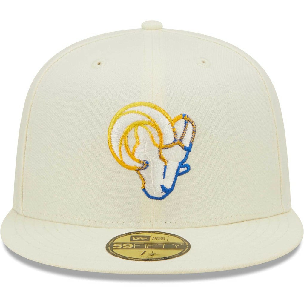 Los Angeles Rams New Era Chrome Color Dim 59FIFTY Fitted Hat - Cream Hats