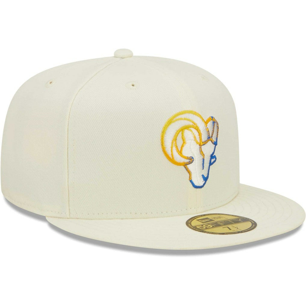 Los Angeles Rams New Era Chrome Color Dim 59FIFTY Fitted Hat - Cream Hats