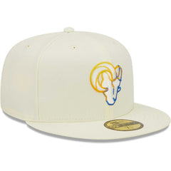 Los Angeles Rams New Era Chrome Color Dim 59FIFTY Fitted Hat - Cream Hats