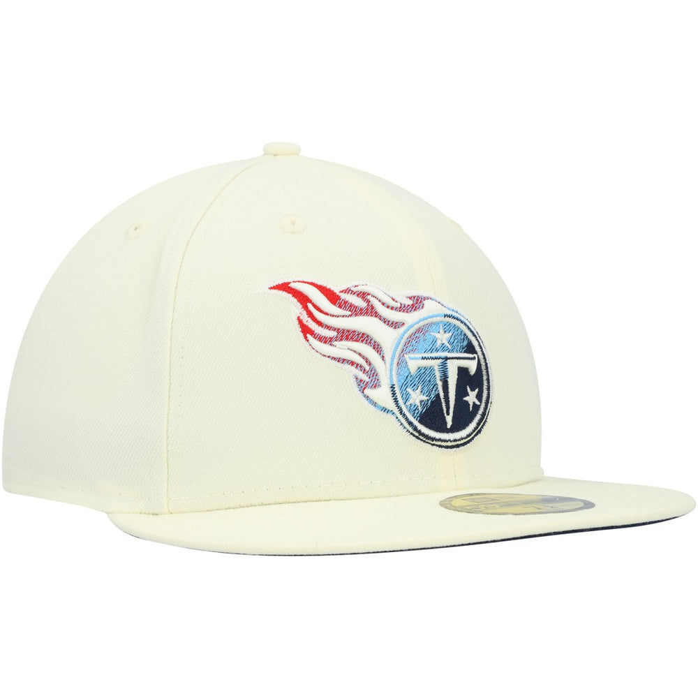 Tennessee Titans New Era Chrome Color Dim 59FIFTY Fitted Hat - Cream Hats
