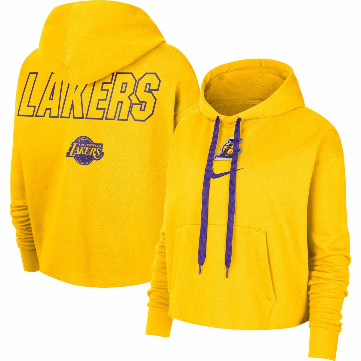 Los Angeles Lakers Women's Courtside Cropped Pullover Hoodie Gold - Nike