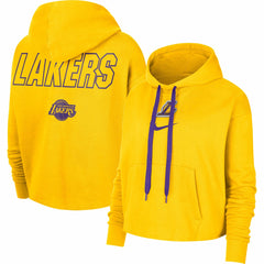 Los Angeles Lakers Women's Courtside Cropped Pullover Hoodie Gold - Nike