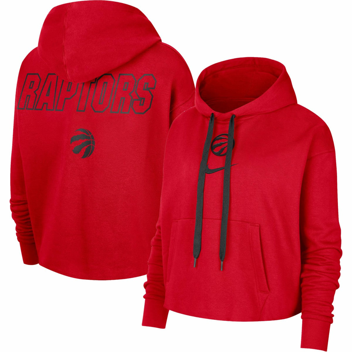 Toronto Raptors Women's Courtside Cropped Pullover Hoodie Red - Nike