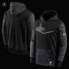 New Orleans Saints RFLCTV Chevron Pullover Hoodie - Black Hoodies