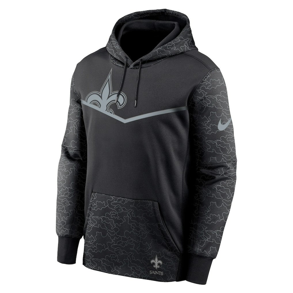 New Orleans Saints RFLCTV Chevron Pullover Hoodie - Black Hoodies