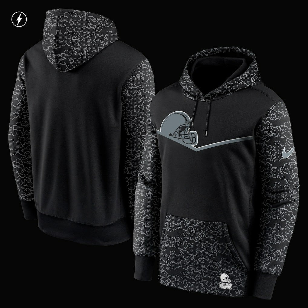 Cleveland Browns RFLCTV Chevron Pullover Hoodie - Black Hoodies