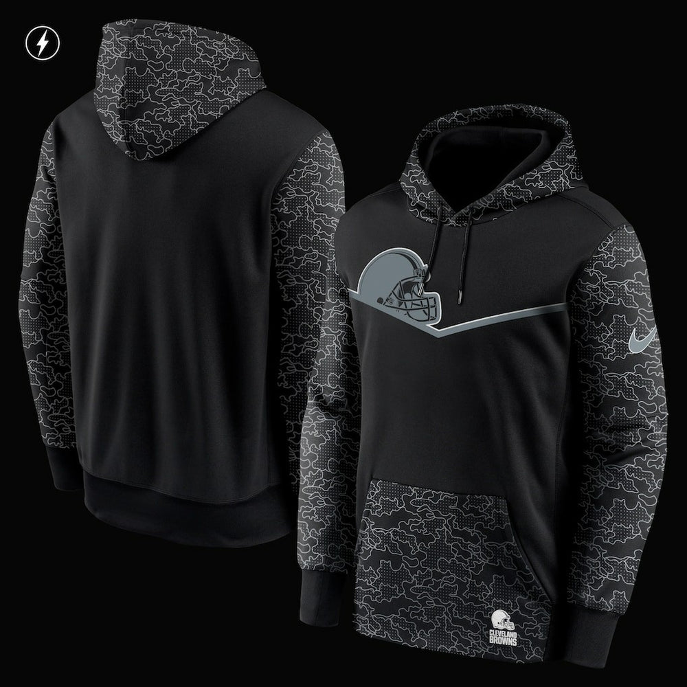 Cleveland Browns RFLCTV Chevron Pullover Hoodie - Black Hoodies