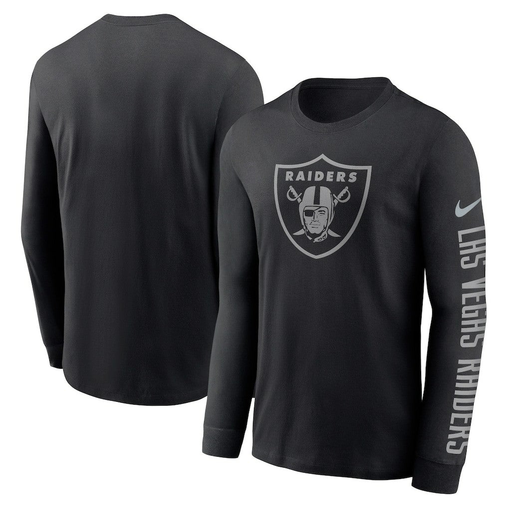 Las Vegas Raiders RFLCTV Name and Logo T-Shirt - Black T-shirts